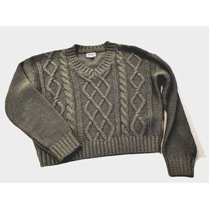 Franki By Francesca's Girls Green Cable Knit Sweater Youth 8 Preppy Classic